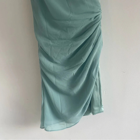 New! Oh Polly Paloma One Shoulder Draped Mini Dress in Teal nwt 22208 - Picture 8 of 14